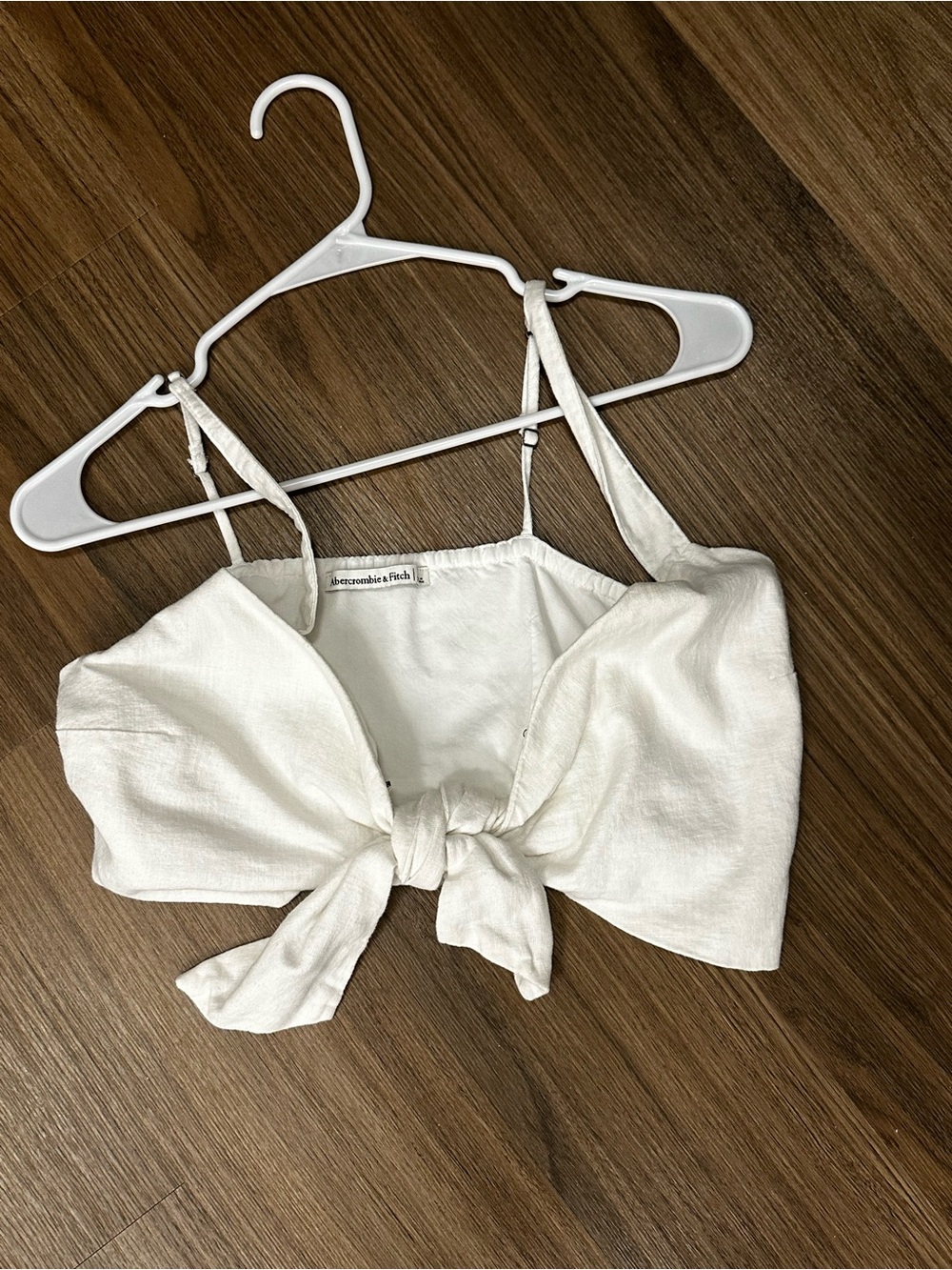 Abercrombie & Fitch White Tie-Front Linen-Blend Camisole